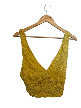 Yellow Lace V-Neck Crop Top